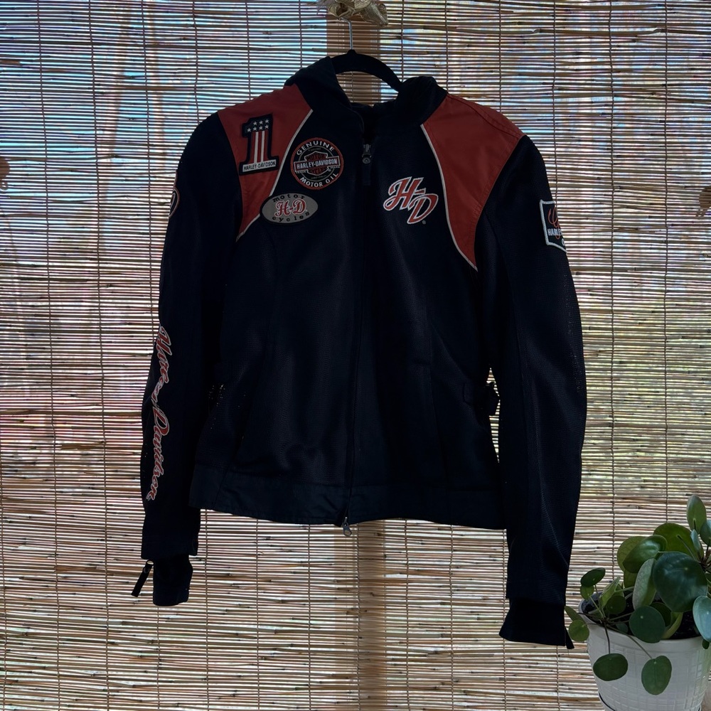 Harley-Davidson Black and Orange Two Piece Jacket Set